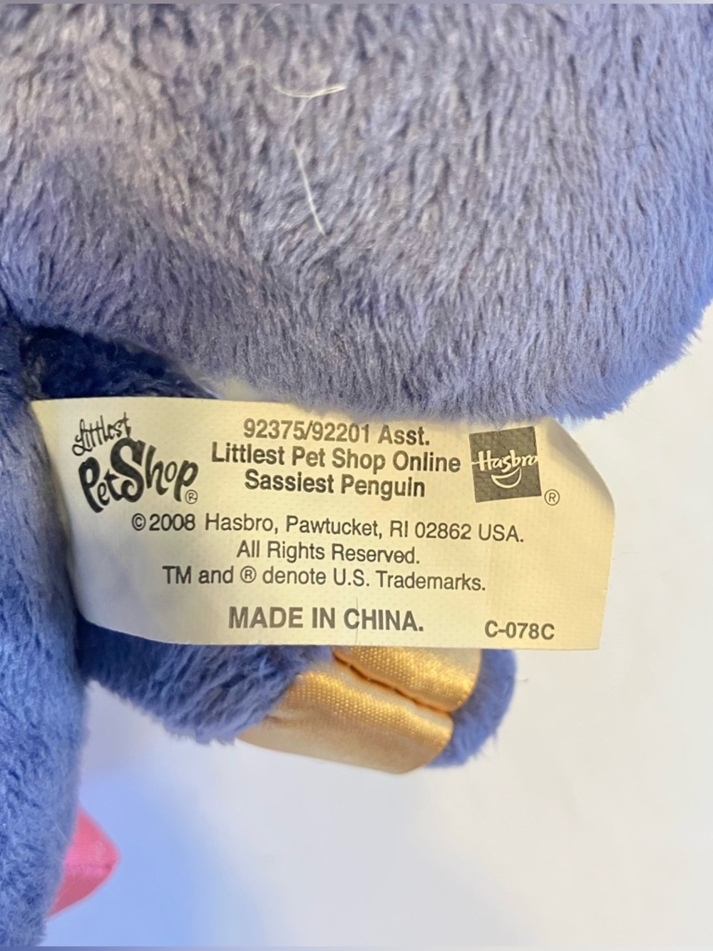 Littlest Pet Shop Sassiest Penguin Plush Stuffed Animal 7” LPS Hasbro 2008 - Picture 7 of 8